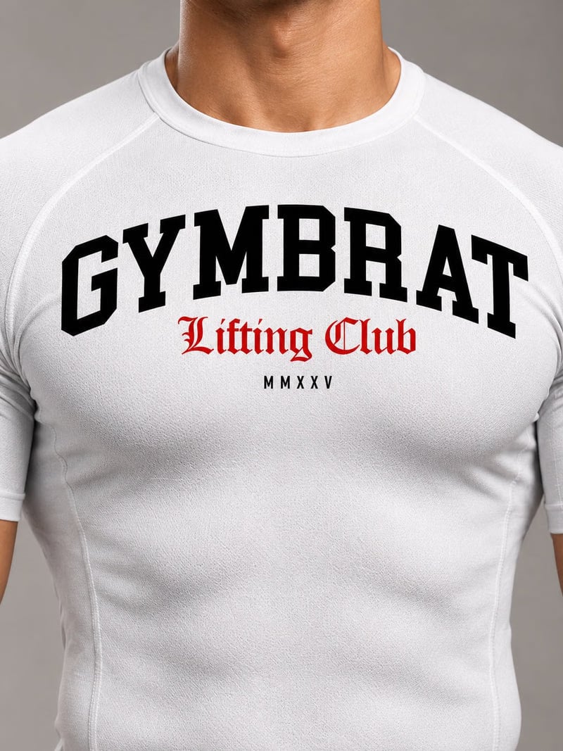 Gymbrat Athleisure Lifting Club White Compression T-Shirt