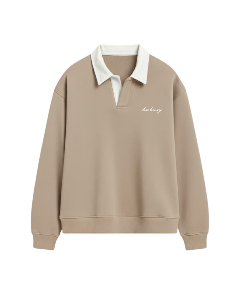 HASHWAY CLASSIC POLO SWEATSHIRT - BEIGE