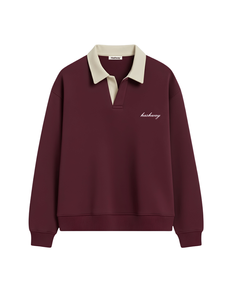 HASHWAY CLASSIC POLO SWEATSHIRT - WINE