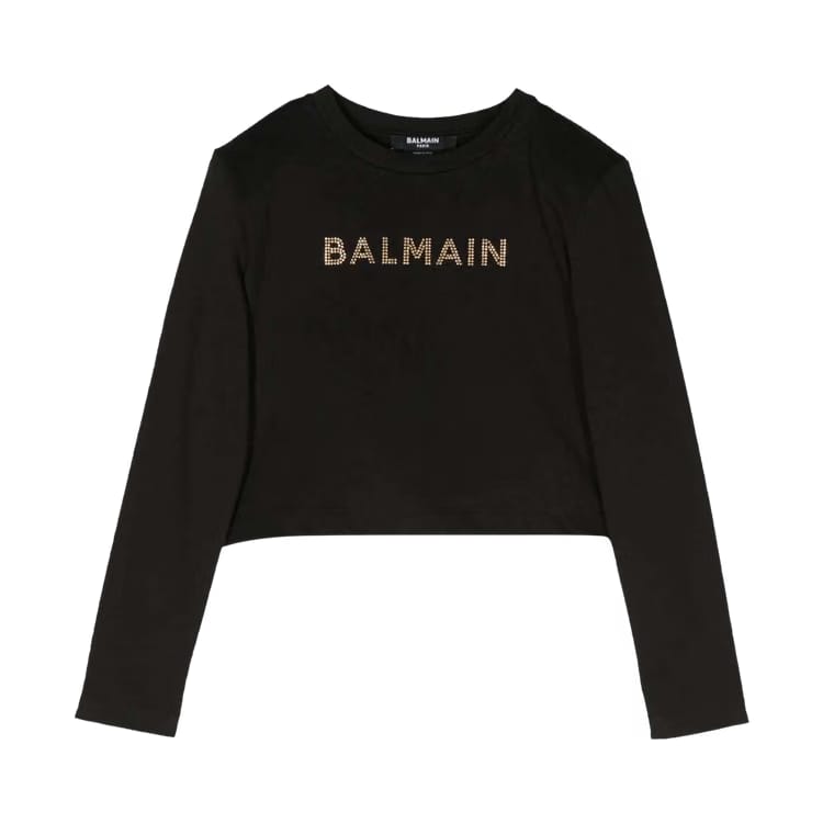 Balmain Kids Stud Embellished Crewneck Sweatshirt Black