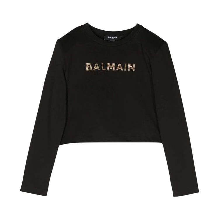 Balmain Kids Stud Embellished Crewneck Sweatshirt Black