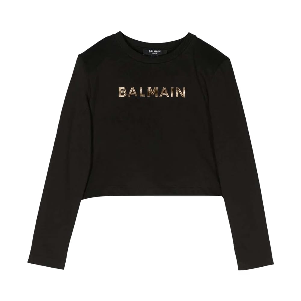 Balmain Kids Stud Embellished Crewneck Sweatshirt Black