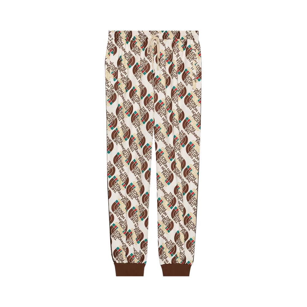 The North Face x Gucci Web Print Technical Jersey Jogging Pants Ivory/Brown