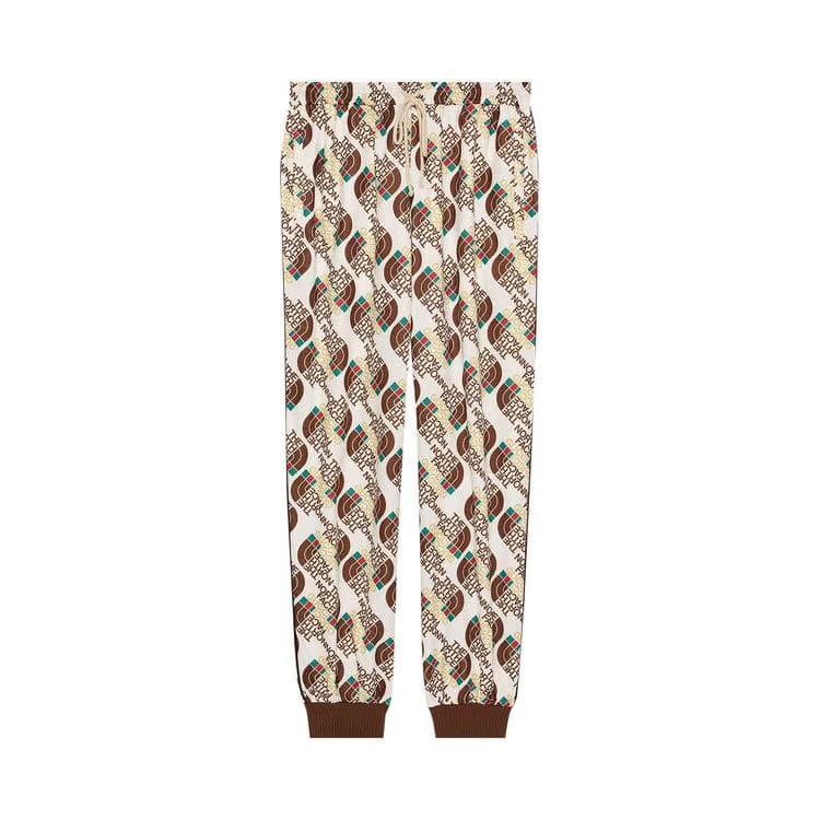 The North Face x Gucci Web Print Technical Jersey Jogging Pants Ivory/Brown