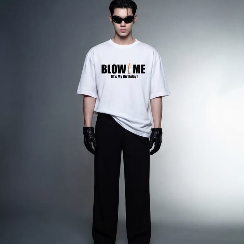 Blow Me Birthday White Oversized T-Shirt