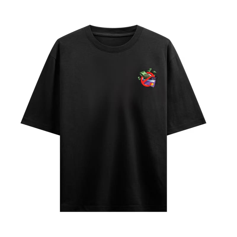 Cash & Cards Black Oversized T-Shirt