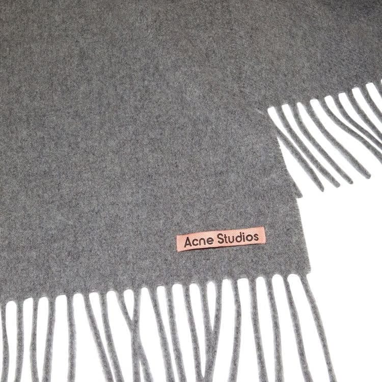 Acne Studios Fringe Wool Scarf Grey Melange