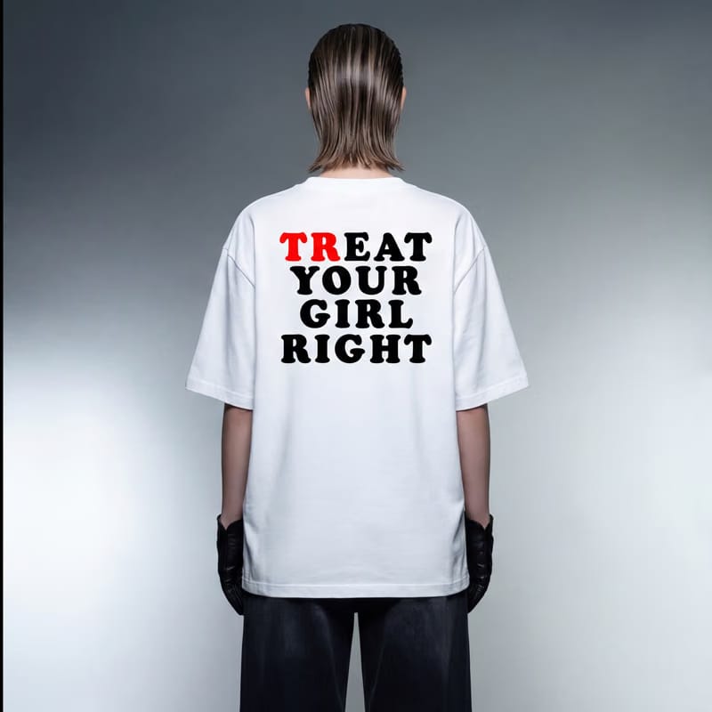 Eat Your Girl Right White Oversized T-Shirt