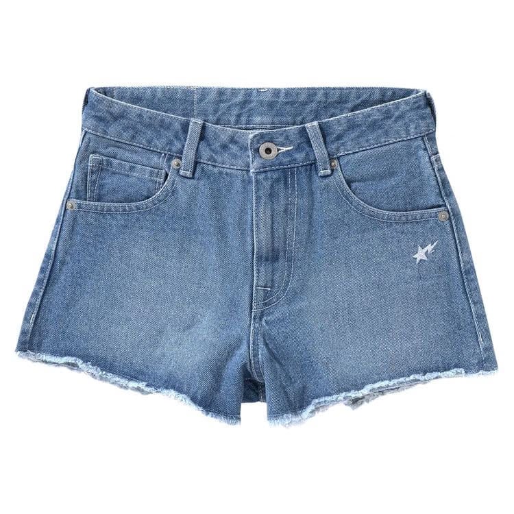 BAPE Ape Head Stitched Denim Shorts Light Indigo