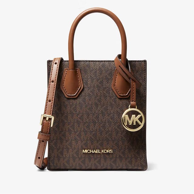 Michael Kors Mercer Extra-Small Logo and Leather Crossbody Bag Brown