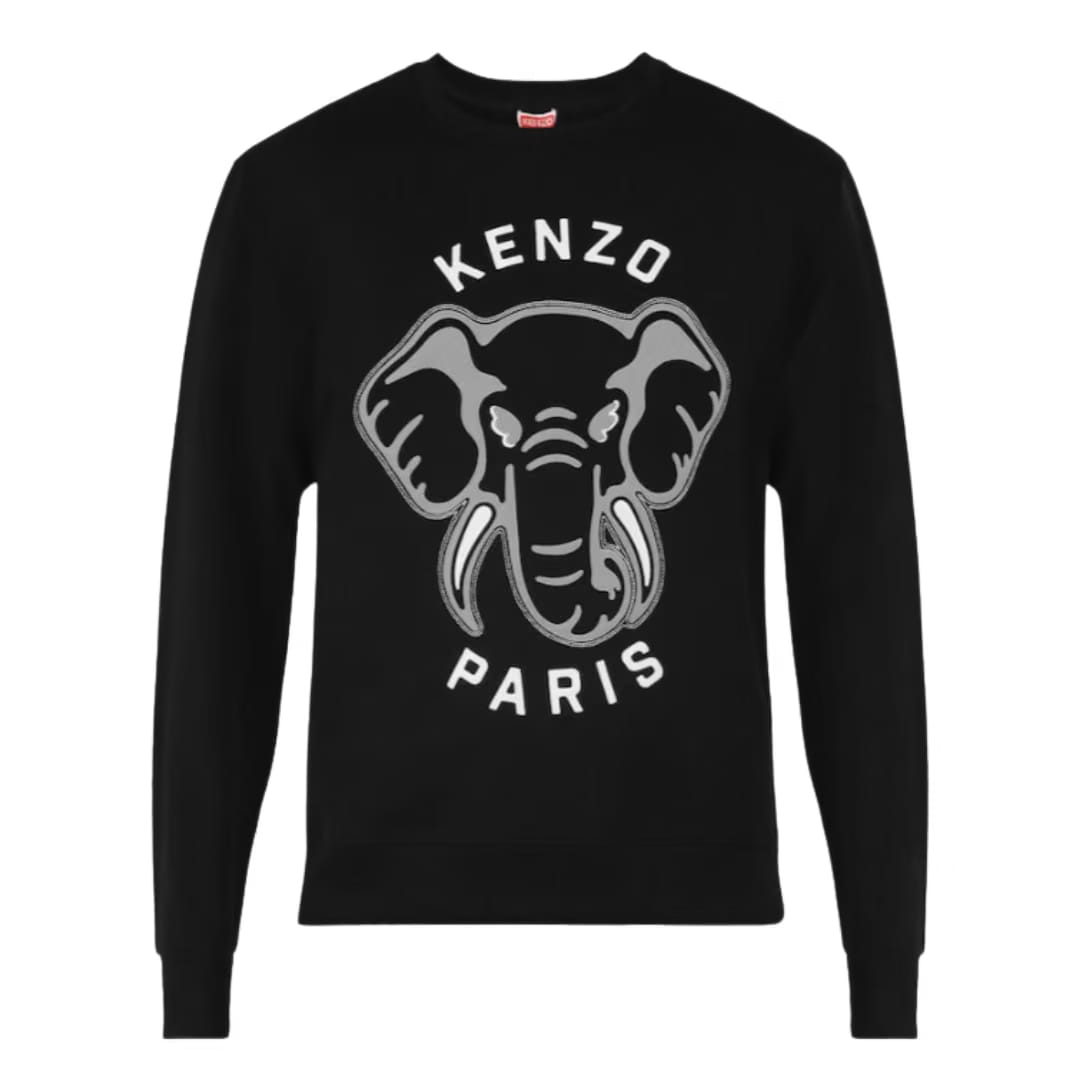 Kenzo Men Black Elephant Face Sweatshirt