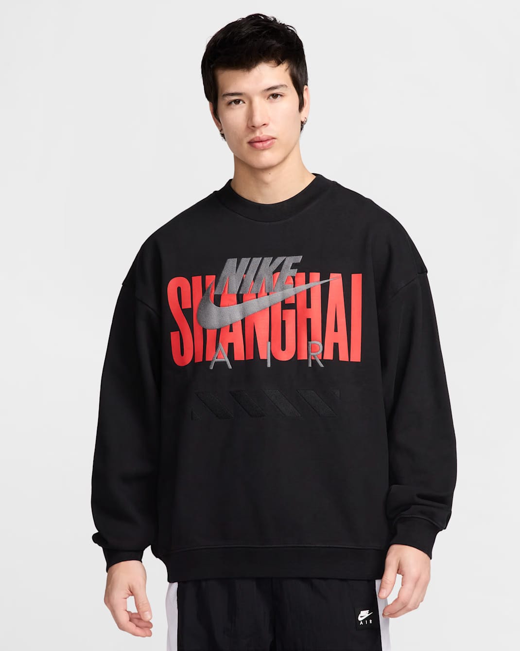 Nike Air Shanghai Men's Fleece Crew Black/White
