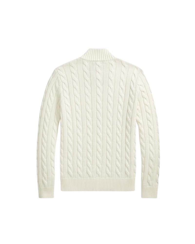 HASHWAY CABLE-KNIT COTTON QUARTER-ZIP JUMPER - WHITE