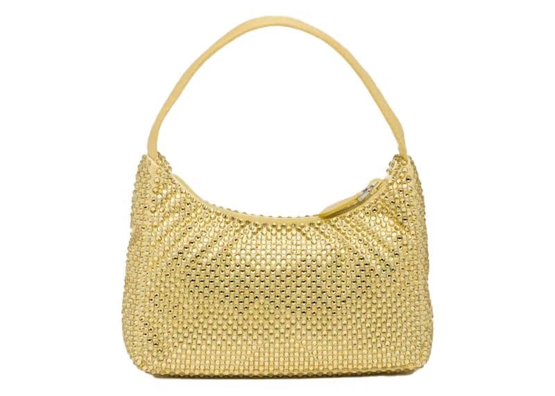 Prada Satin Mini-Bag With Artificial Crystals Pineapple Yellow