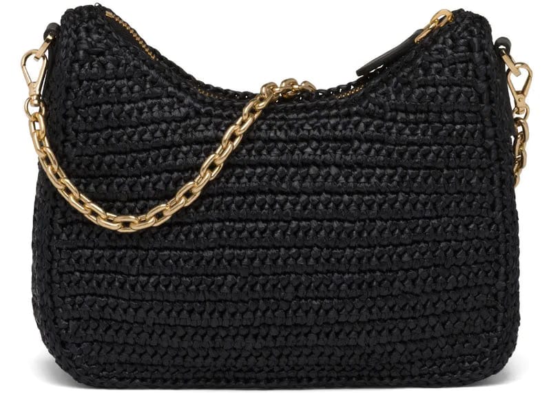 Prada Re-Edition 2005 Raffia Bag Black