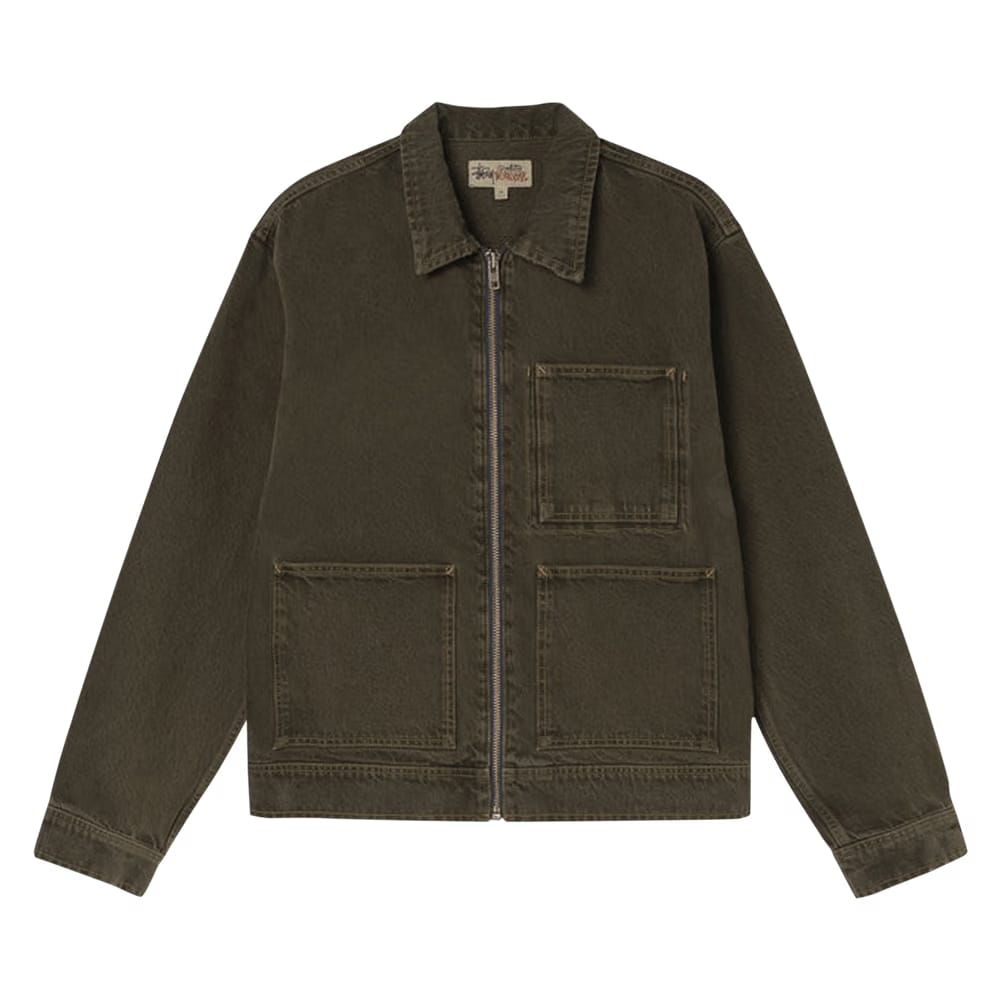 Stussy Denim Zip Work Jacket Olive