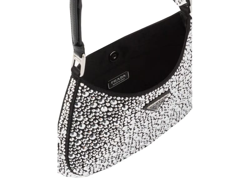 Prada Cleo Satin Bag With Appliques Metal