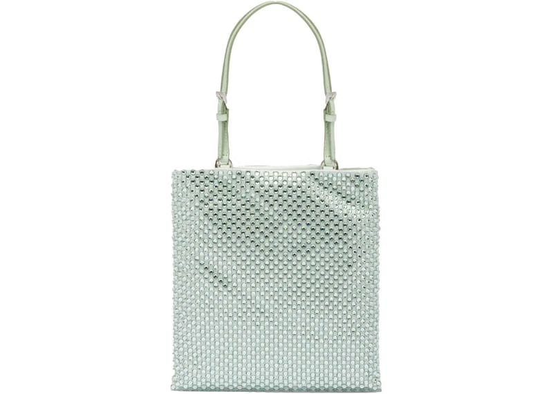 Prada Embellished Satin Handbag Aqua