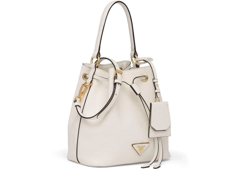 Prada Bucket Bag Saffiano Leather Gold-Tone White