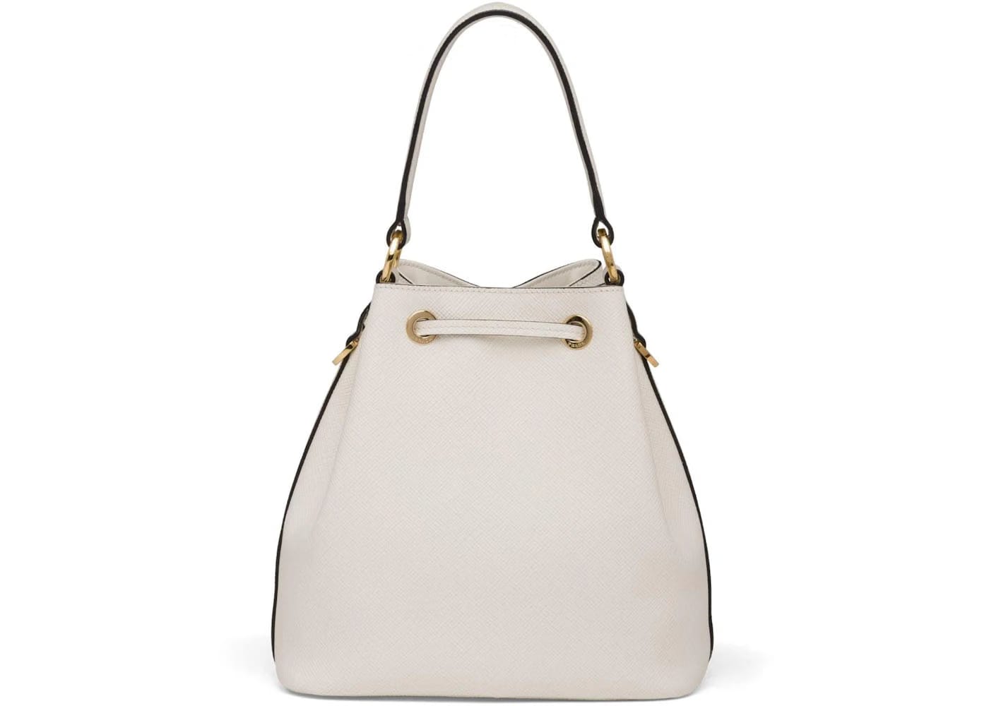 Prada Bucket Bag Saffiano Leather Gold-Tone White