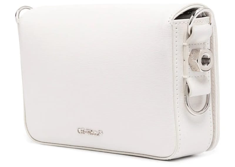 Off-White Diagonal Stripes Binder Shoulder Bag Mini White
