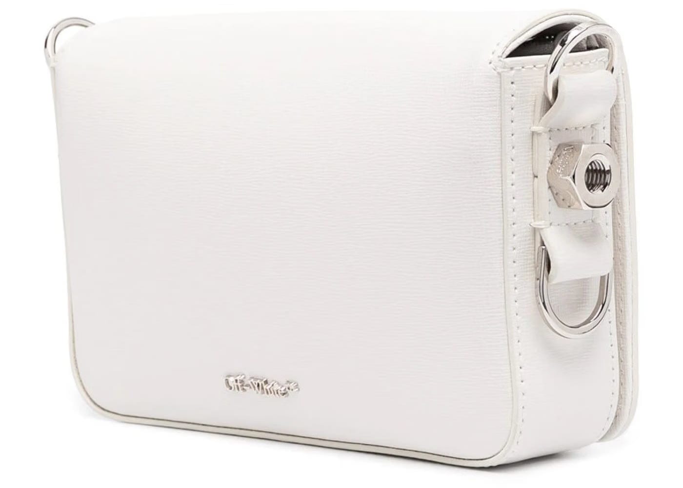 Off-White Diagonal Stripes Binder Shoulder Bag Mini White