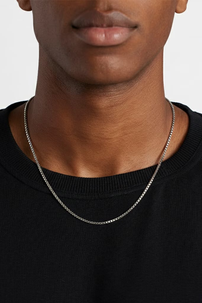 Round Box Chain in White Gold - 2mm