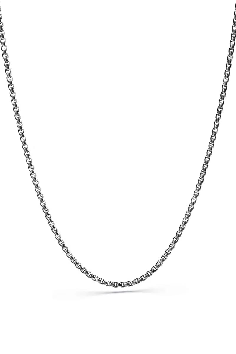 Round Box Chain in White Gold - 2mm