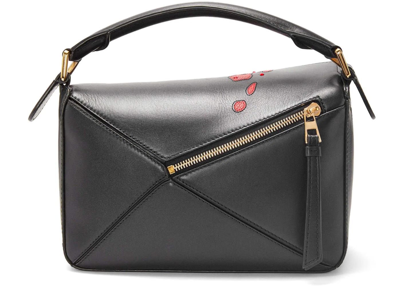 Loewe x Howls Calcifer Small Puzzle Bag In Satin Calfskin And Crystal Black
