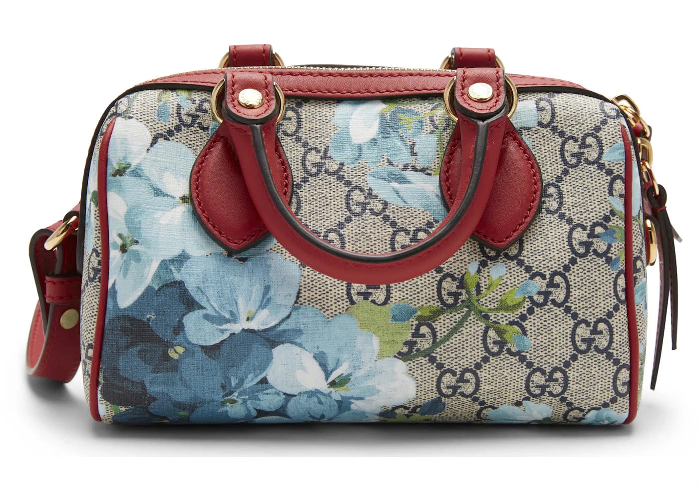Gucci Top Handle Bag Blue Blooms Mini Beige/Ebony