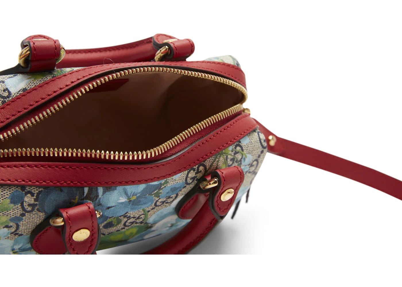 Gucci Top Handle Bag Blue Blooms Mini Beige/Ebony