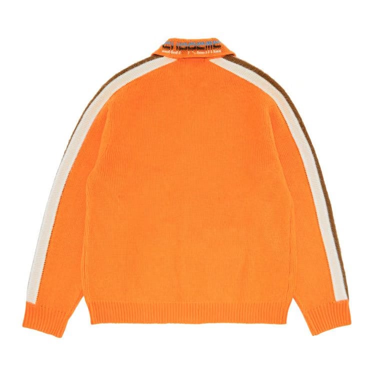 Supreme Sleeve Stripe Zip Up Sweater Orange
