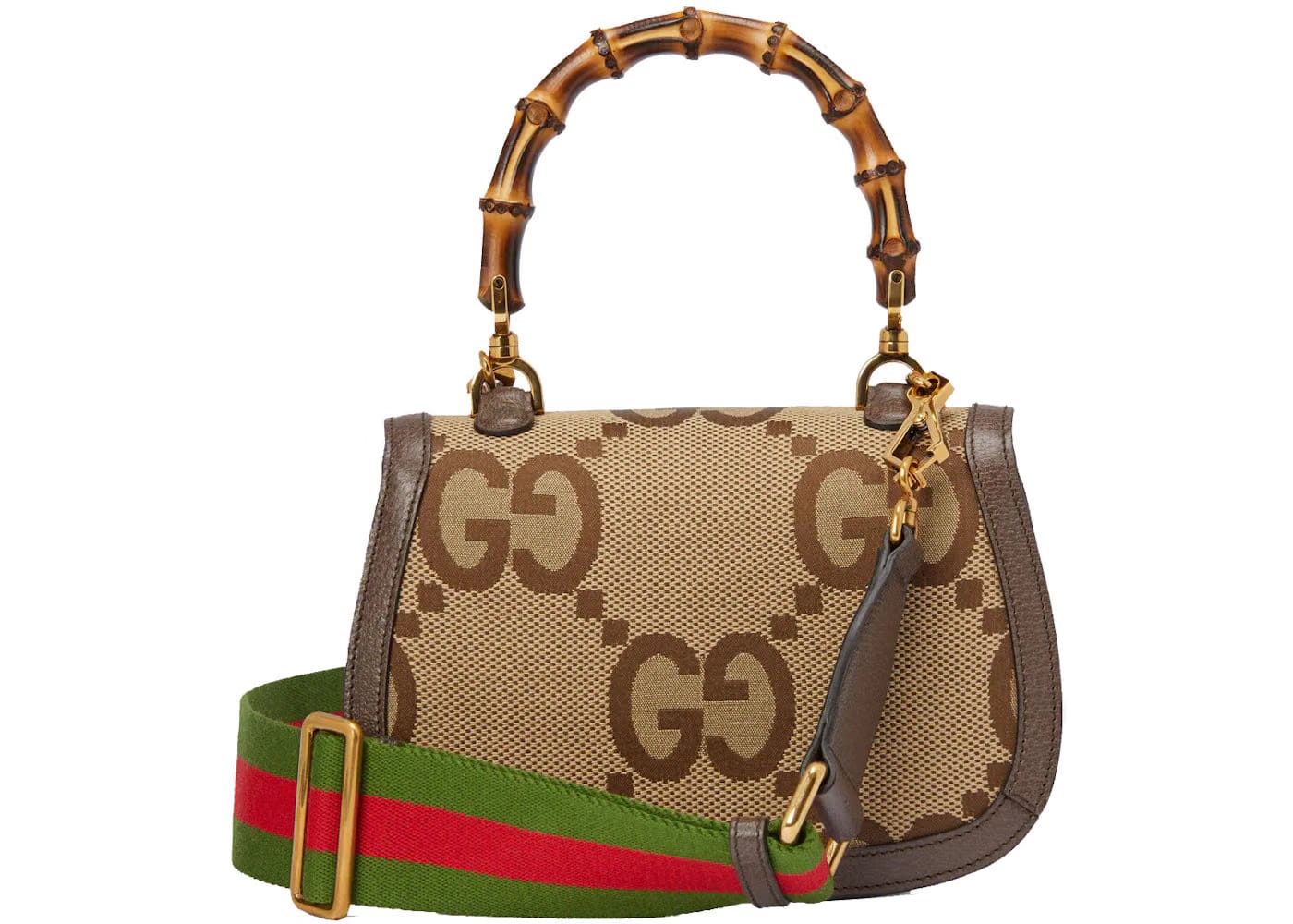 Gucci Jumbo Gg Bag With Bamboo Small Camel/Ebony