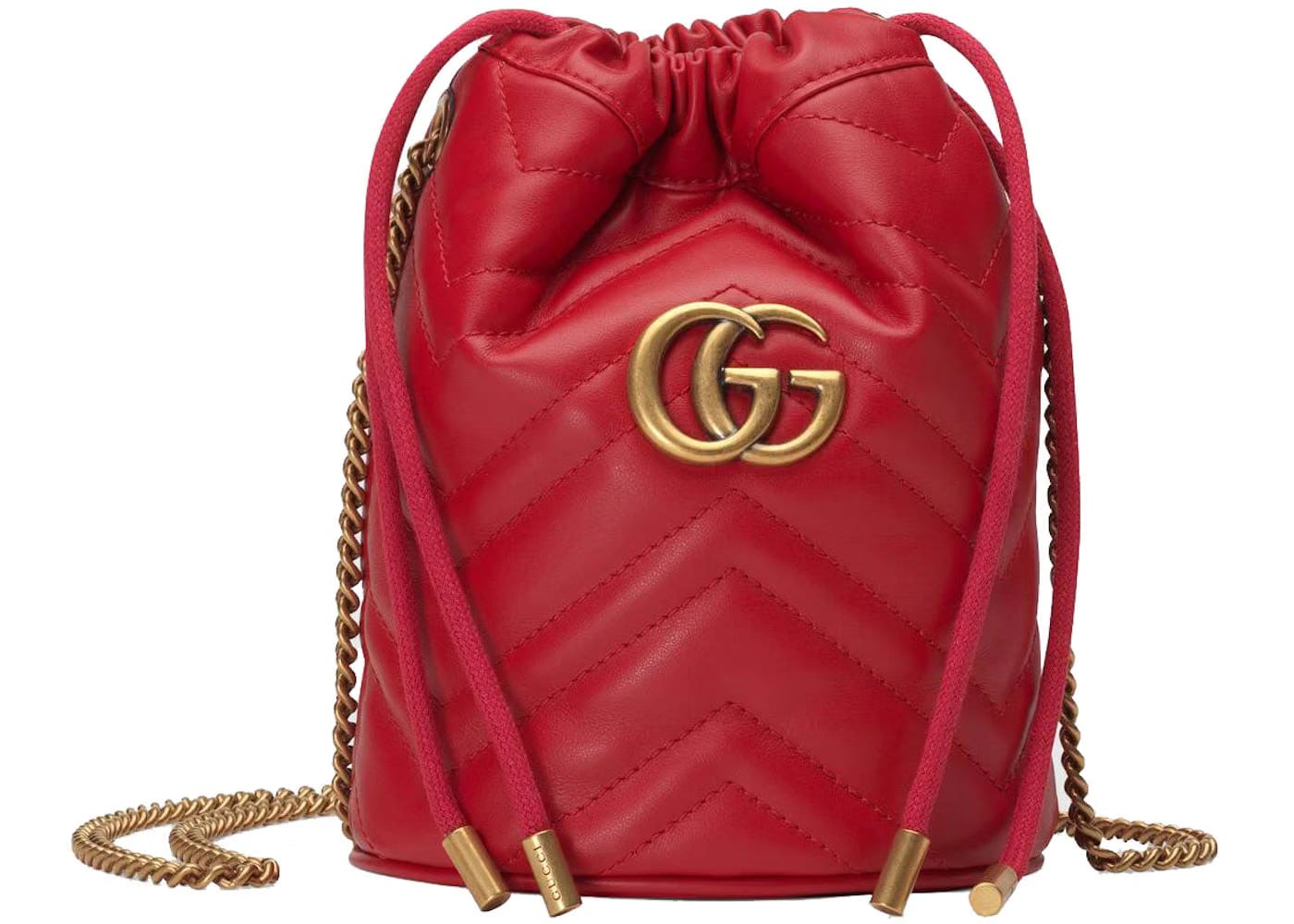 Gucci Gg Marmont Bucket Bag Mini Hibiscus Red