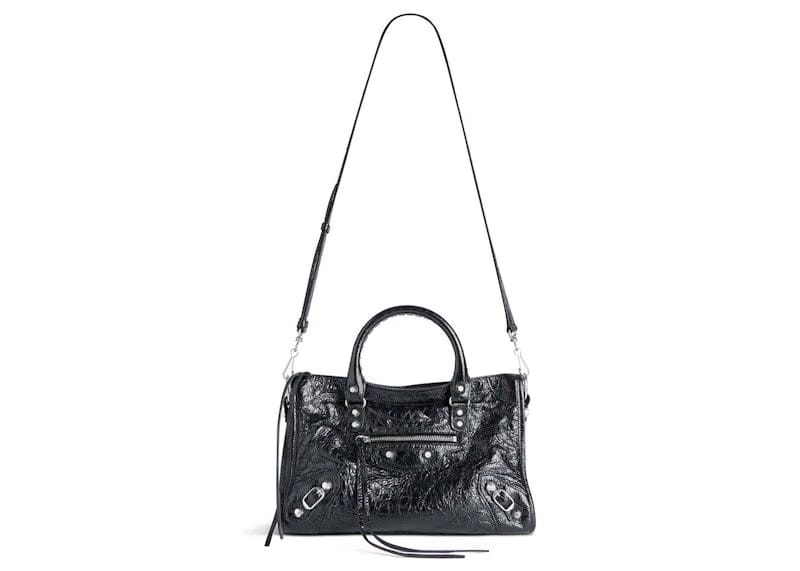 Balenciaga Le City Small Bag In Black Arena Lambskin Shiny Silver Hardware Black (8114422Aa9S1000)