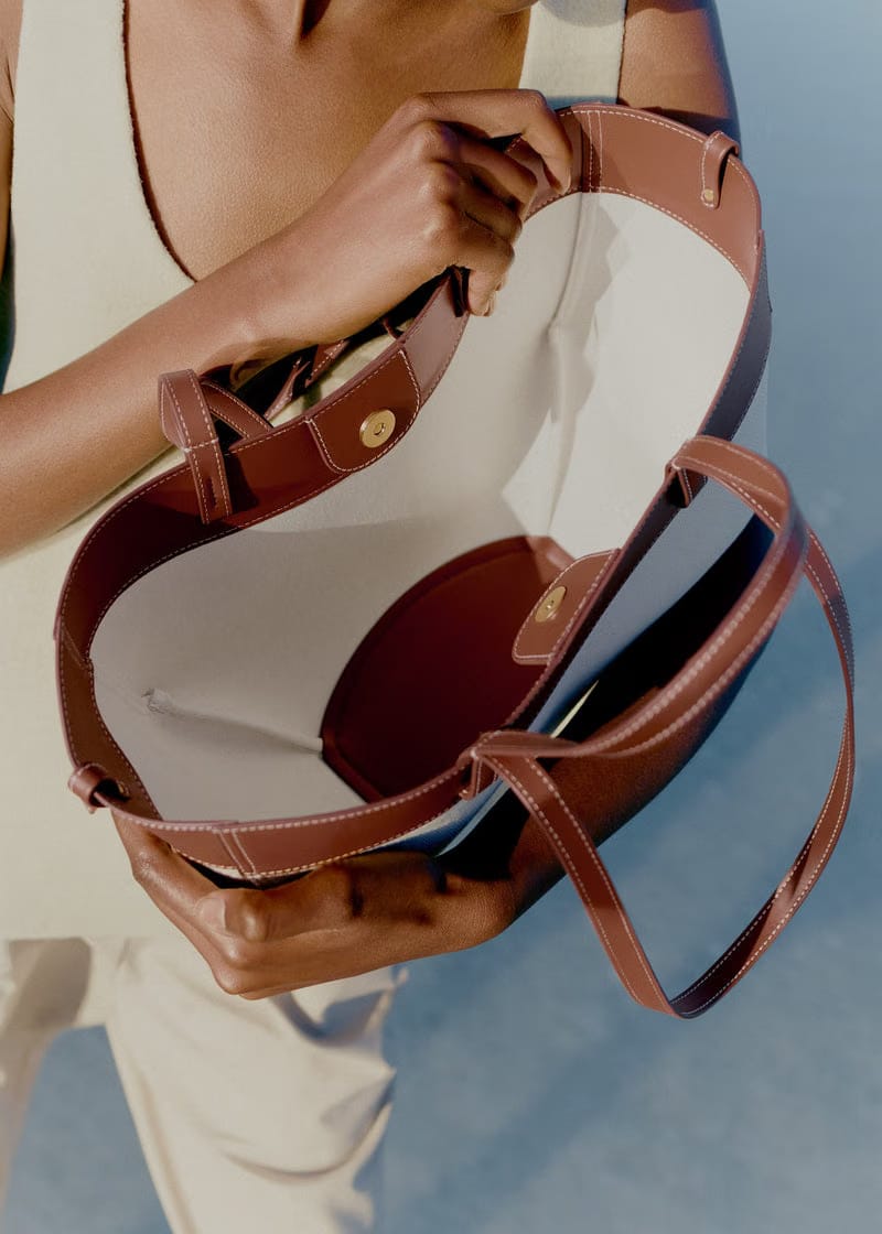 Polene Cyme Mini Cognac Canvas