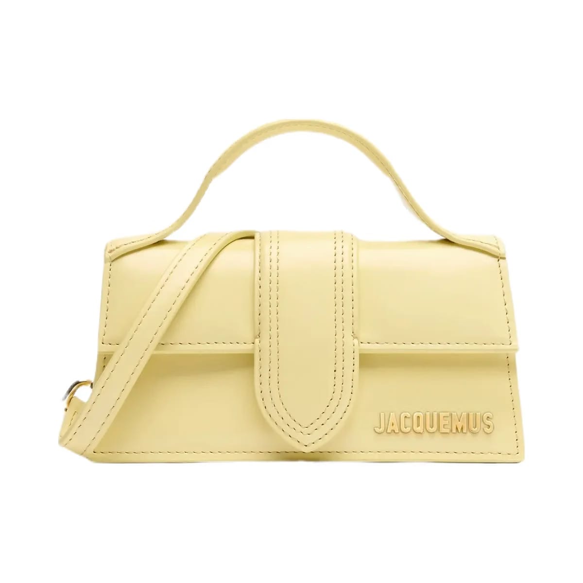 Jacquemus The Bambino Glazed Leather Structured Bag Pale Yellow
