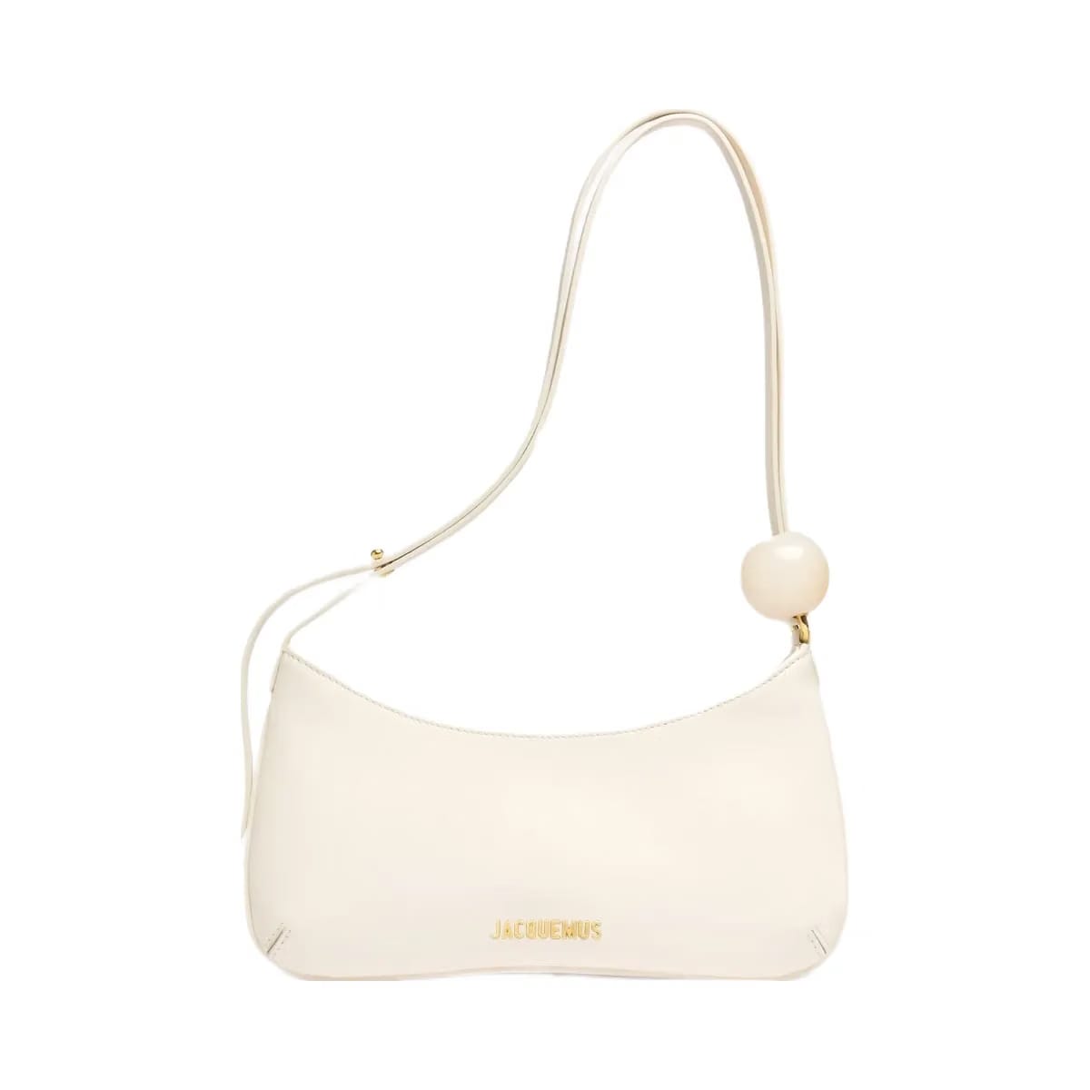 Jacquemus The Bisou Perle Smooth Leather Structured Shoulder Bag Ivory