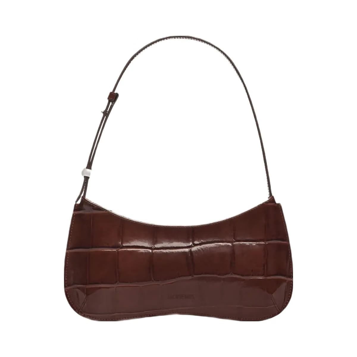 Jacquemus The Bisou Structured Handbag In Crocodile-Embossed Leather Midnight Brown