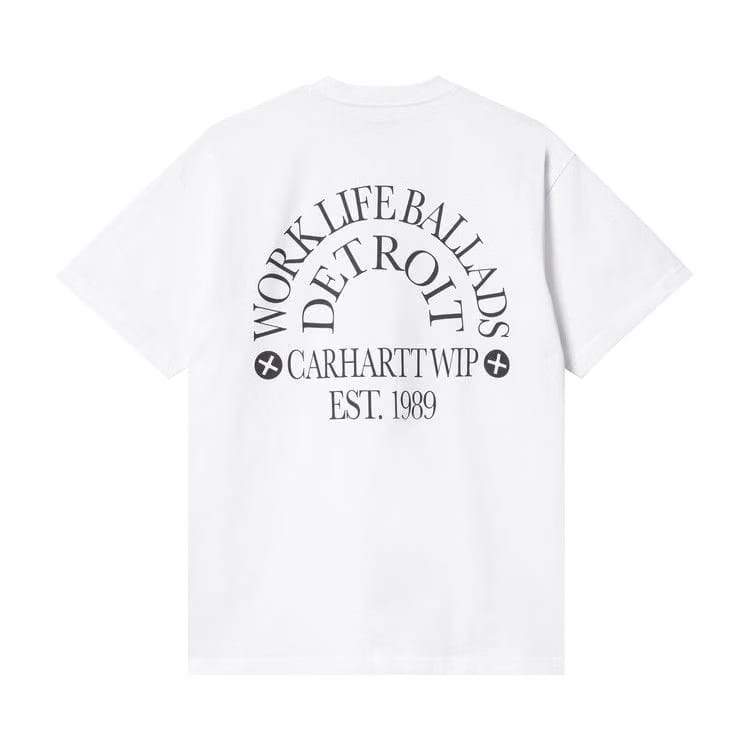 Carhartt WIP Shorts-Sleeve Work Varsity T-Shirt White