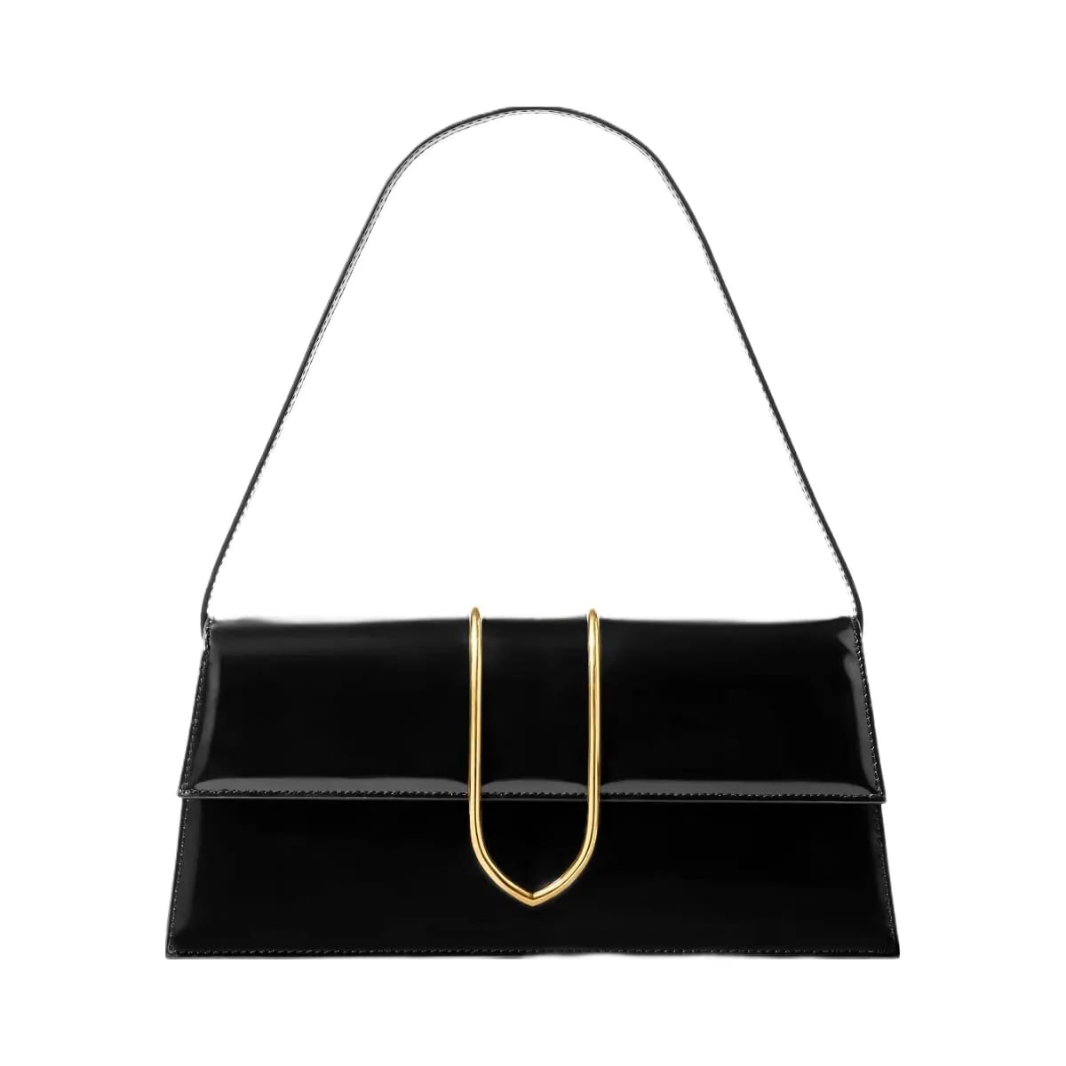 Jacquemus The Long Bambino Structured Shoulder Bag In Glazed Leather Black