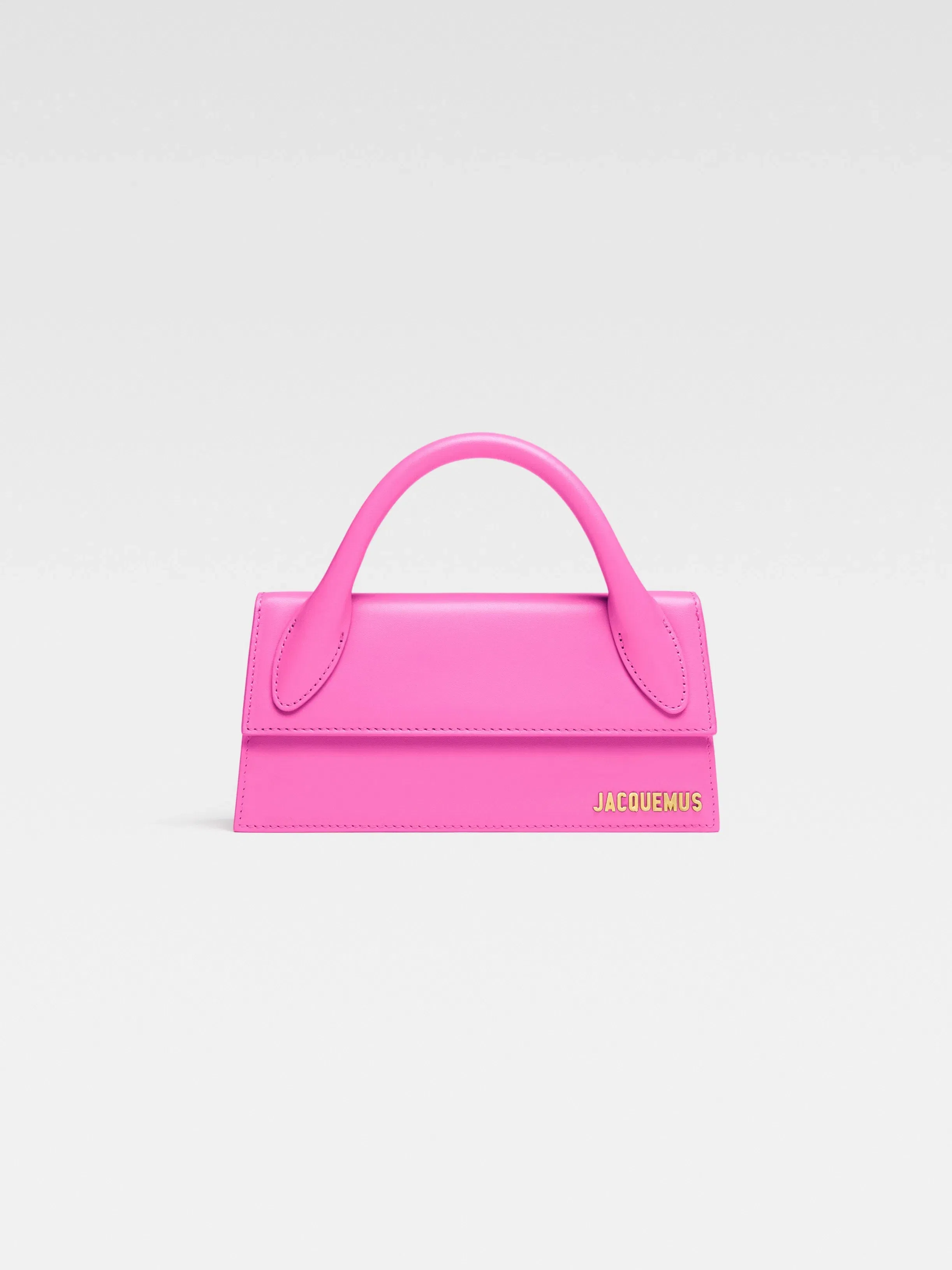 Jacquemus The Long Chiquito Smooth Leather Structured Bag Neon Pink