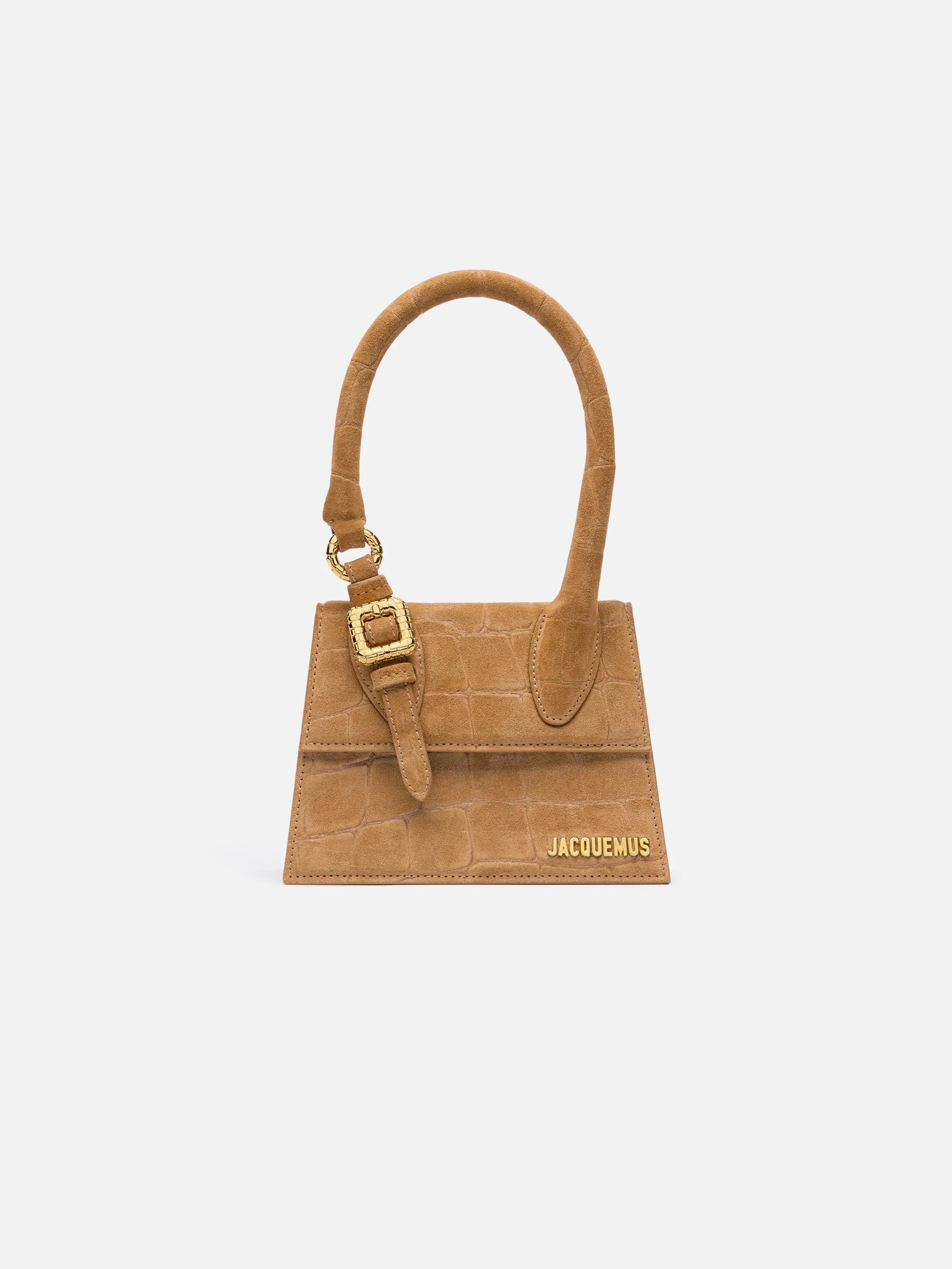 Jacquemus The Medium Chiquito With Buckle Signature Buckled Handbag Camel