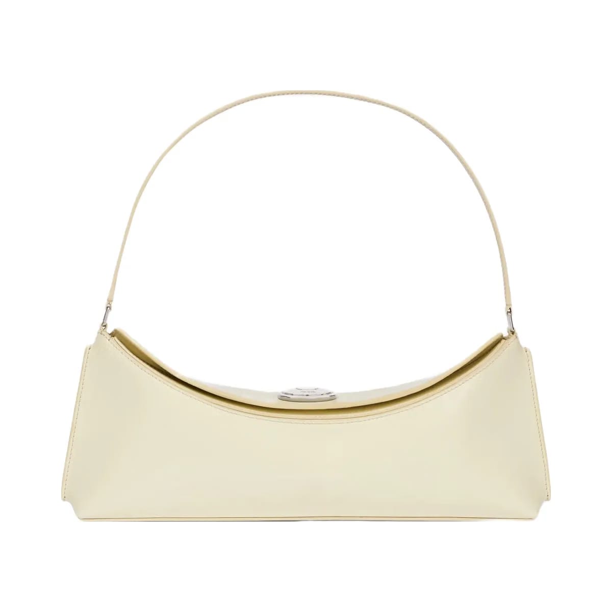 Jacquemus The Ovalo Clutch Shoulder Bag In Glazed Leather Dusty Yellow