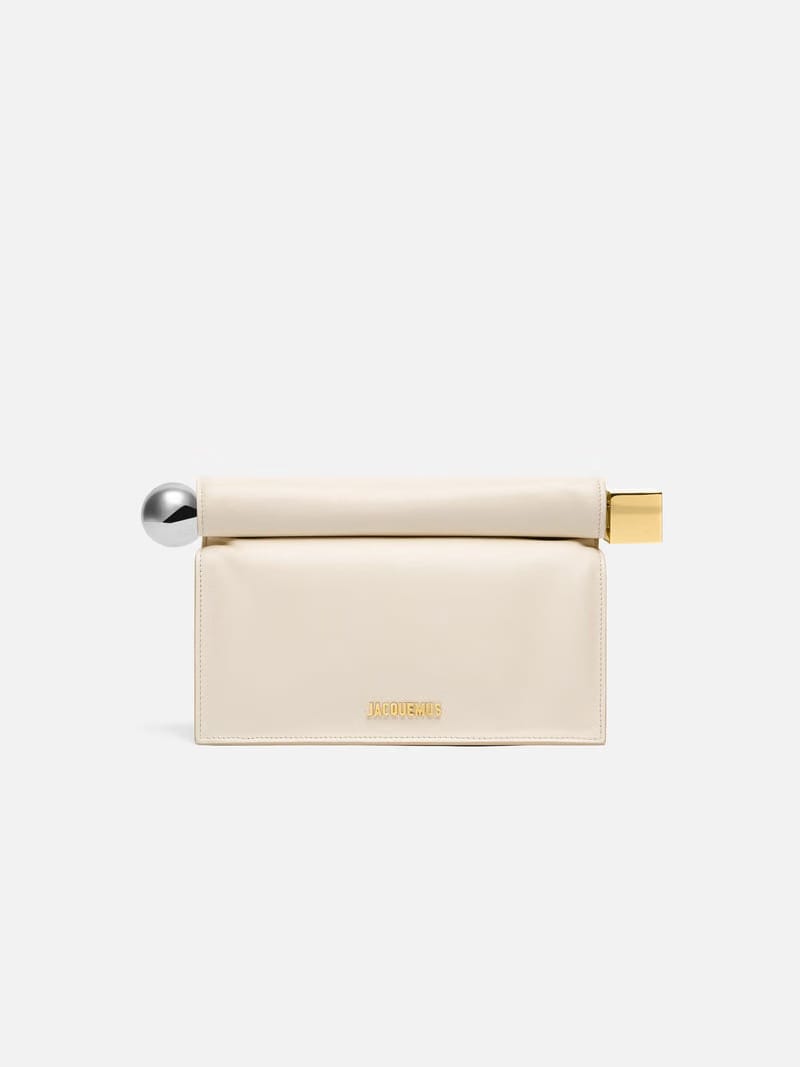 Jacquemus The Rond CarreClutch Nappa Leather Folded Clutch Light Ivory