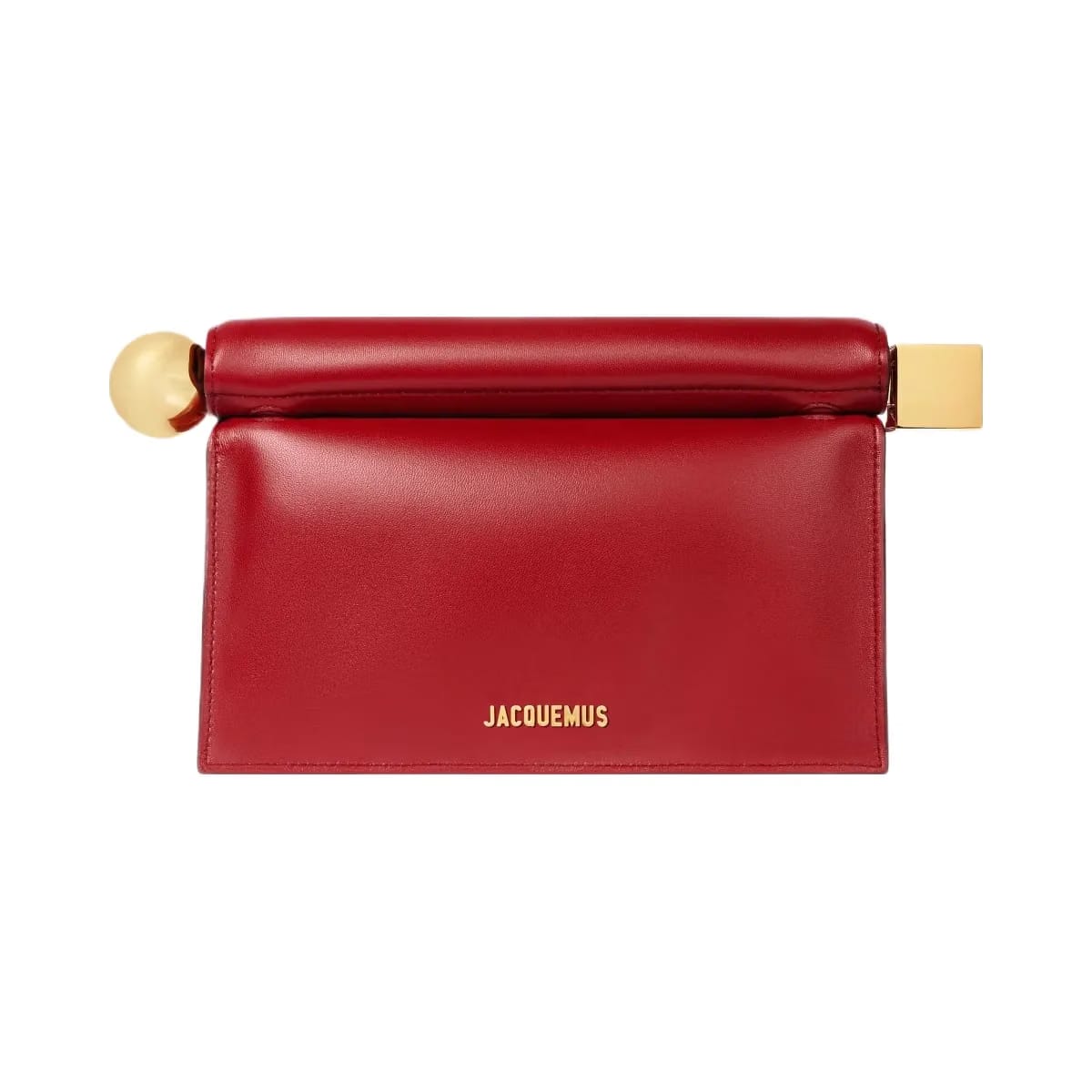 Jacquemus The Rond CarreClutch Folded Clutch In Supple Lambskin Leather Dark Red