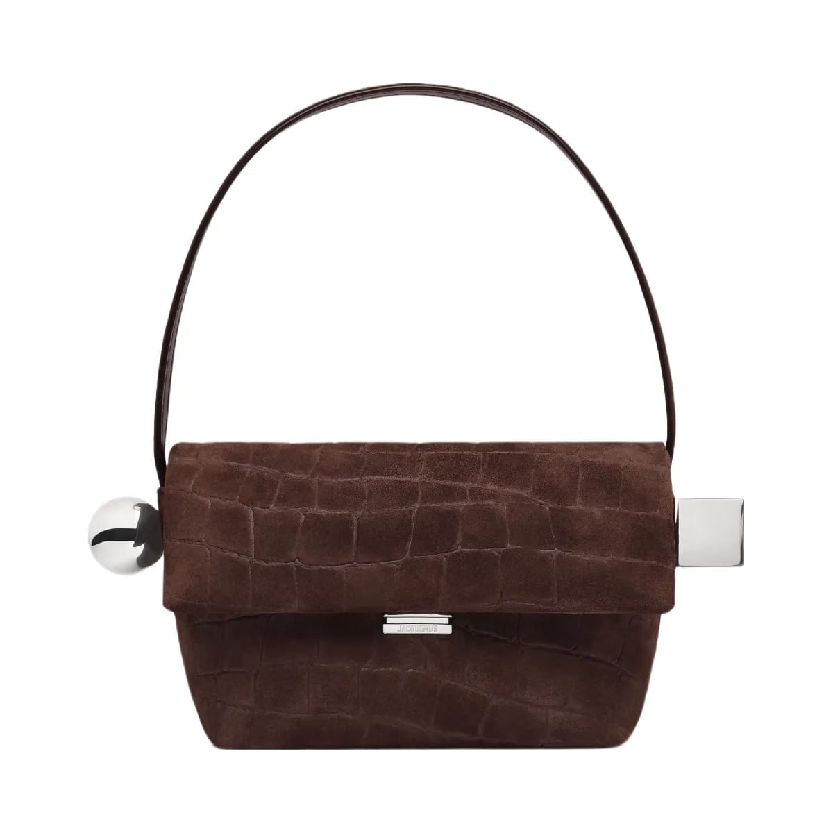 Jacquemus The Rond CarreShoulder Bag With Flap Dark Brown