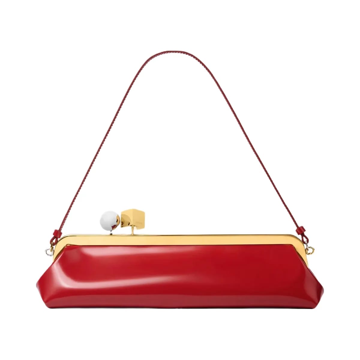 Jacquemus The Salon Clutch Long Clutch Bag In Glazed Leather Red