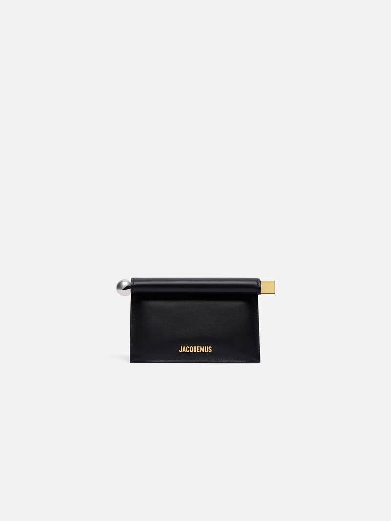 Jacquemus The Small Rond CarreClutch Nappa Leather Folded Clutch Black