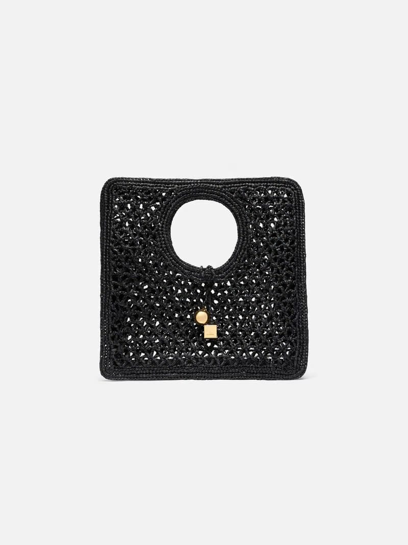 Jacquemus The Spiaggia Small Square Bag Small Square Raffia Bag Black
